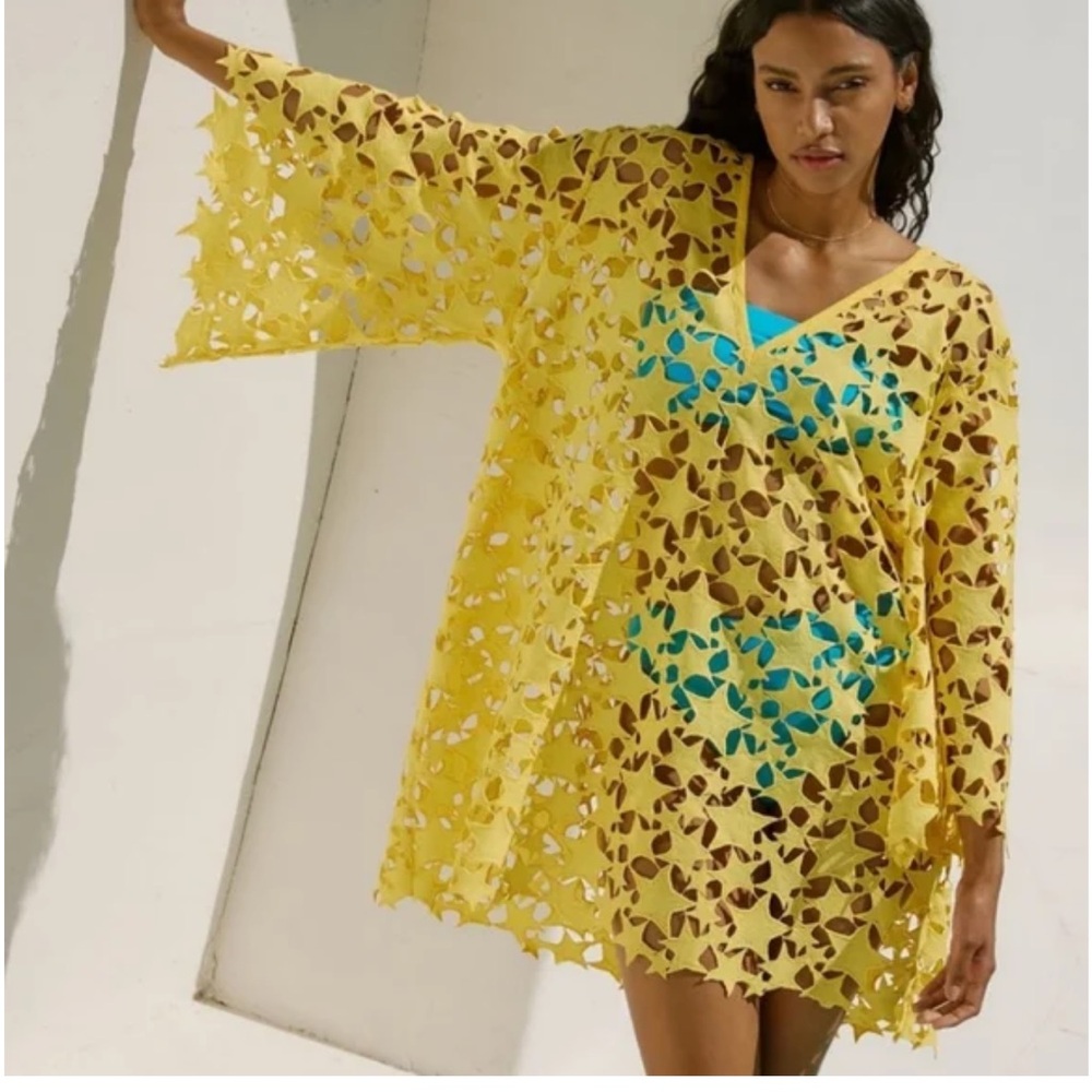 Anthropologie Yellow and Blue Midi Dress